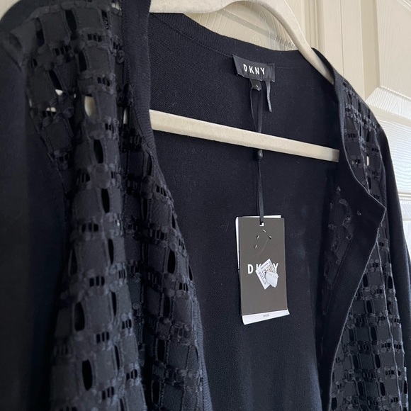 NWT DKNY Cardigan Sweater - Open Lace Front Bolero Black Womens - Large. - Picture 5 of 9
